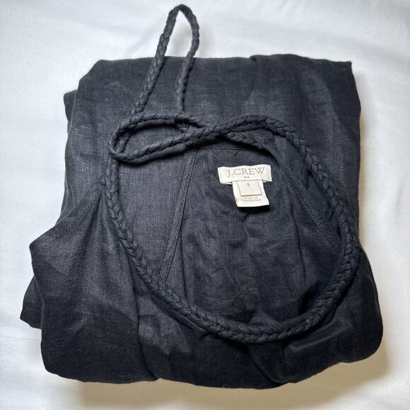 J Crew Beach Cover Up Maxi Dress 100% Linen Black Elastic Waist Womens Small EUC - Picture 16 of 16